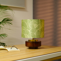 Mango Wood Table Lamp, Lily Leaves Mango Silk Shade - RIO Collection — thumbnail