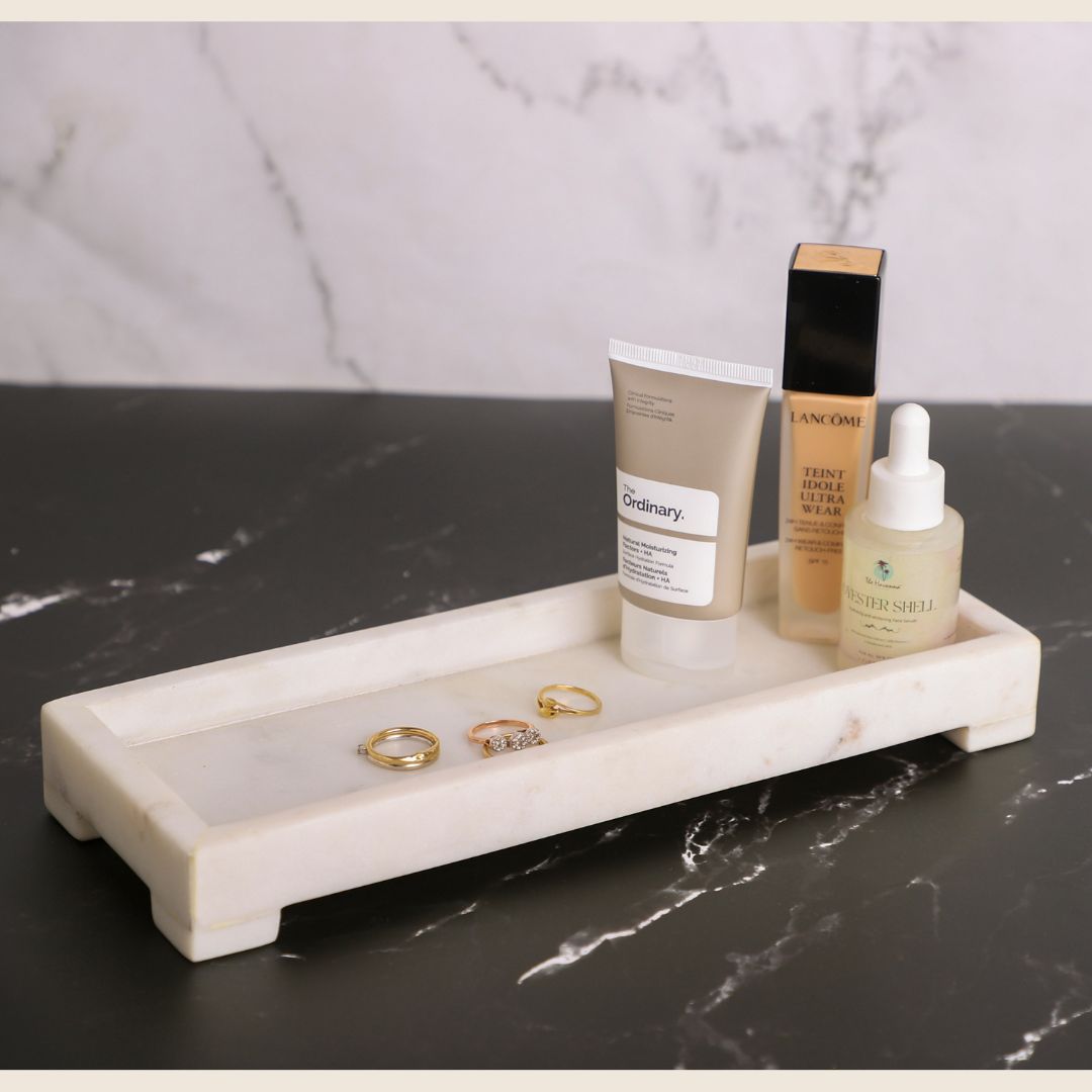 Handcrafted Marble Tray for Vanity, Bathroom & Home Decor