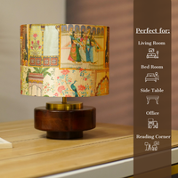 Mango Wood Table Lamps, Maharani Mango Silk Shade - RIO Collection — thumbnail