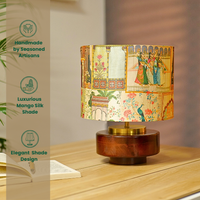 Mango Wood Table Lamps, Maharani Mango Silk Shade - RIO Collection — thumbnail
