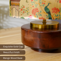 Mango Wood Table Lamps, Maharani Mango Silk Shade - RIO Collection — thumbnail