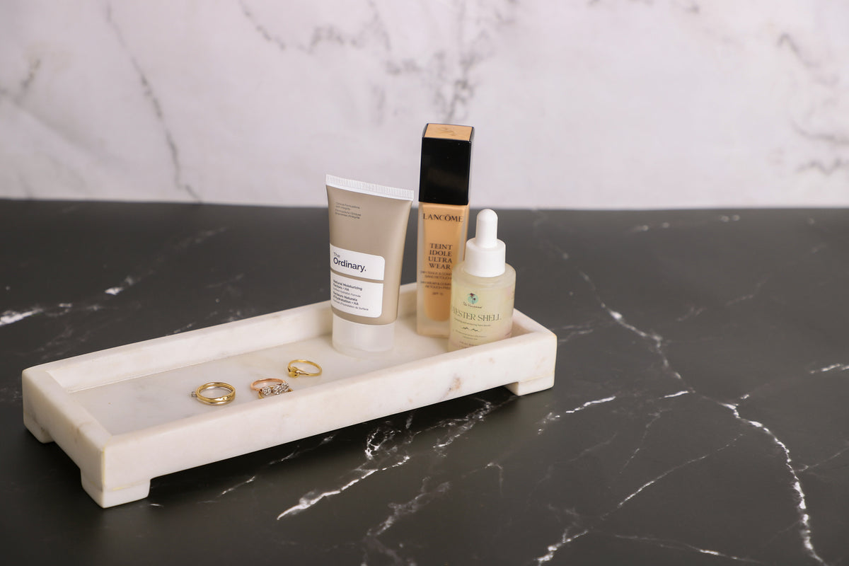 Handcrafted Marble Tray for Vanity, Bathroom & Home Decor