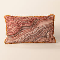 ZANSKAR Oblong Cushion, Aari, 12 x 20 Inch, Rust, Earth Series — thumbnail