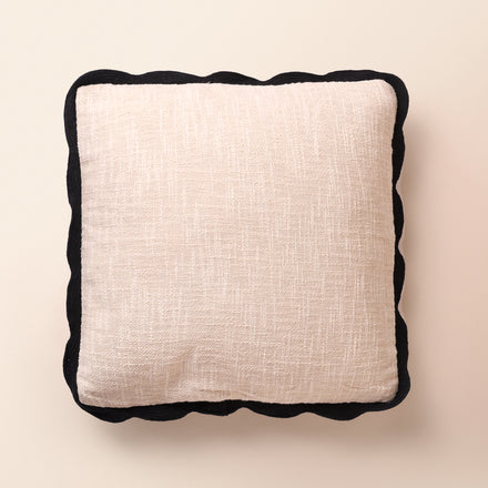 VALEN Square Cushion, Kantha, 18 x 18 Inch, Ivory, Classic Monochromes