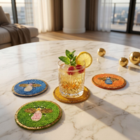 Honey Bee Coaster Set – Handcrafted Wooden Drink Mats for Tables — thumbnail