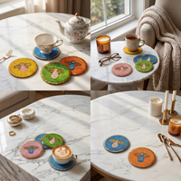 Honey Bee Coaster Set – Handcrafted Wooden Drink Mats for Tables — thumbnail