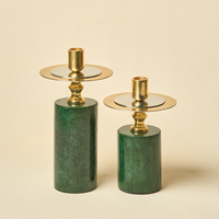 Green Marble Candle Stands, Set of 2 — thumbnail