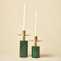 Green Marble Candle Stands, Set of 2 — thumbnail
