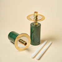 Green Marble Candle Stands, Set of 2 — thumbnail