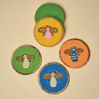 Honey Bee Coaster Set – Handcrafted Wooden Drink Mats for Tables — thumbnail