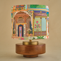 Mango Wood Table Lamps, Maharani Mango Silk Shade - RIO Collection — thumbnail