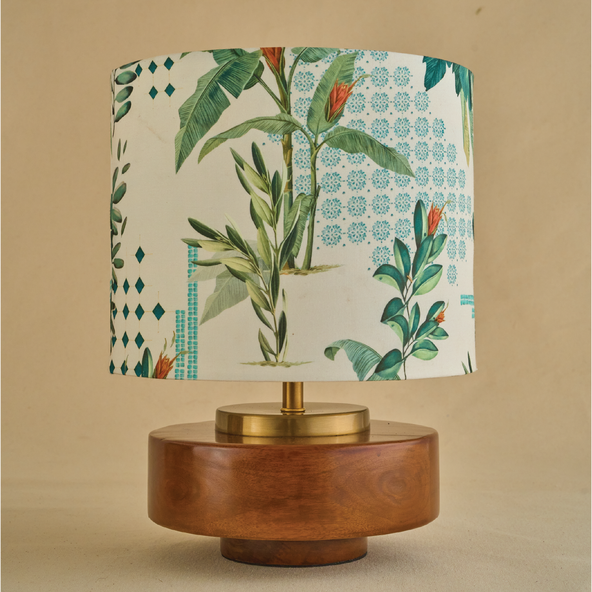 Mango Wood Table Lamps shade, Green Tropical Mango Silk Shade - RIO Collection