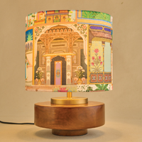 Mango Wood Table Lamps, Maharani Mango Silk Shade - RIO Collection — thumbnail