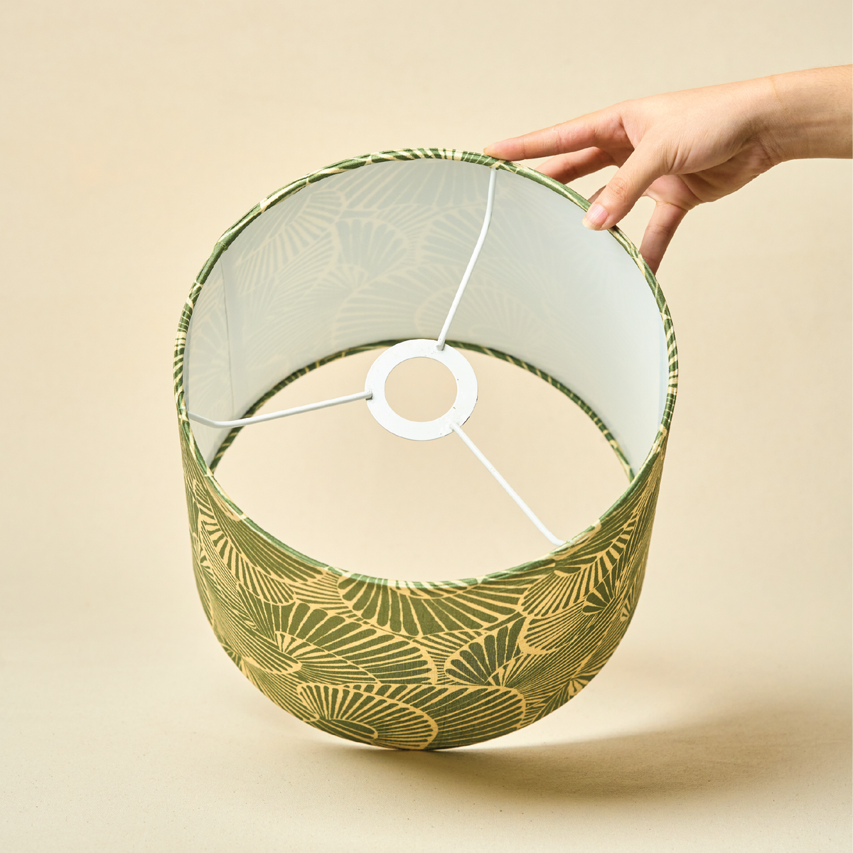 Drum Lamp Shade for Bedroom, Living Room | Handcrafted Printed Faux Silk Replacement Lampshade Only | Easy Assembly, 10.5x8.5 Inches, Lily Leaves Shade