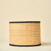 Drum Lamp Shade for Bedroom, Living Room | Handcrafted Printed Faux Silk Replacement Lampshade Only | Easy Assembly, 10.5x8.5 Inches, Natural Rattan Shade — thumbnail