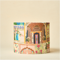 Drum Lamp Shade for Bedroom, Living Room | Handcrafted Printed Faux Silk Replacement Lampshade Only | Easy Assembly, 10.5x8.5 Inches, Maharani Shade — thumbnail