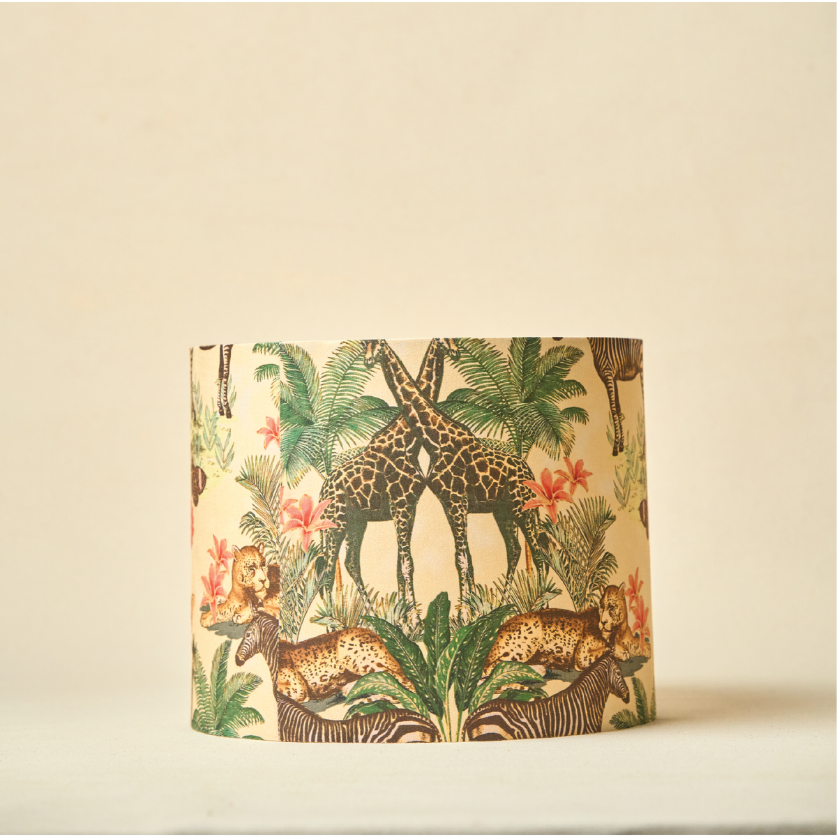 Drum Lamp Shade for Bedroom, Living Room | Handcrafted Printed Faux Silk Replacement Lampshade Only | Easy Assembly, 10.5x8.5 Inches, Jungle Tale Shade