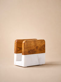 Marble & Acacia Wood Napkin Holder — thumbnail