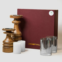 Wooden Pillar Candle Stands with Glass Hurricane — thumbnail