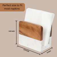 Marble & Acacia Wood Napkin Holder — thumbnail
